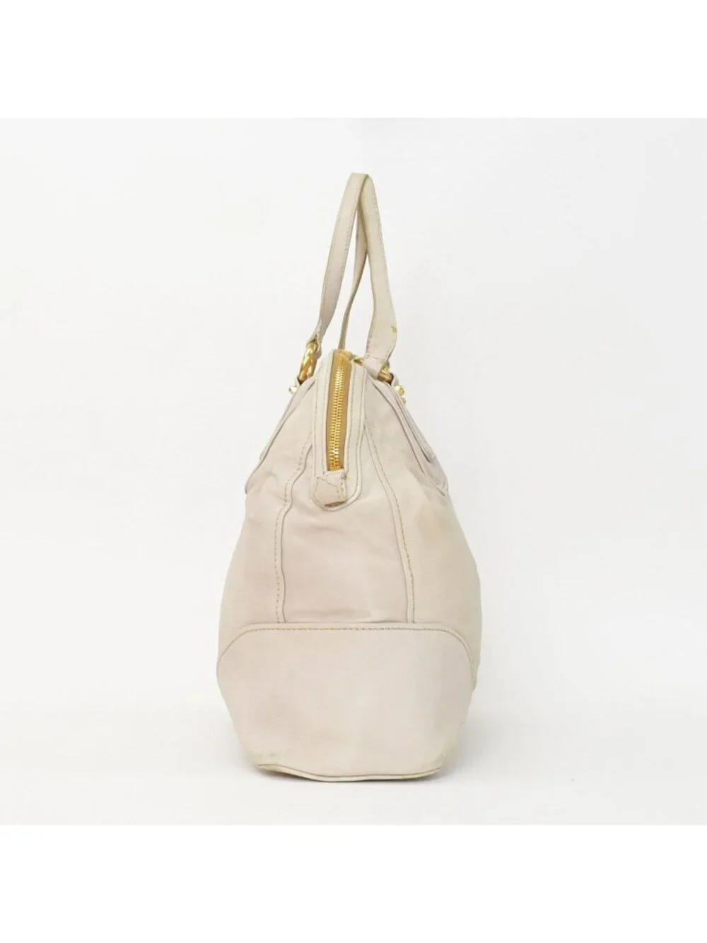 Miu Miu Vintage Handbag Beige Brown Leather Gold